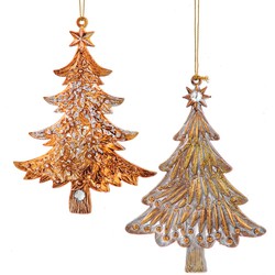 Ornament plastic kerstboom l13cm goud