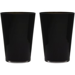 2x stuks luxe stijlvolle zwarte bloemenvaas 30 x 22 cm van glas - Vazen