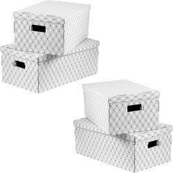 Set van 4 kartonnen dozen met ruitjesprint