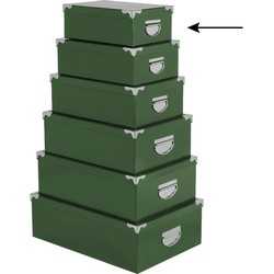 5Five Opbergdoos/box - groen - L28 x B19.5 x H11 cm - Stevig karton - Greenbox - Opbergbox