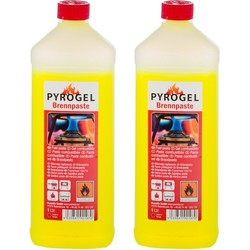 2x Brandpasta / brandgel fles 1 liter barbeque benodigheden - BBQ aanmaakvloeistoffen