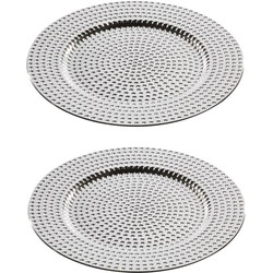 4x stuks diner borden/onderborden zilver met steentjes 33 cm - Onderborden