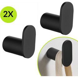 XIVADA Handdoekhaakjes Mila - Schroefset - Rvs - Zwart - Set van 2