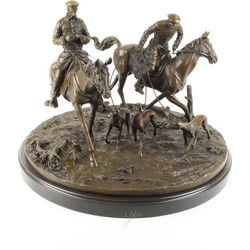 A BRONZE SCULPTURE OF TWO COSSACKS ON HORSEBACK