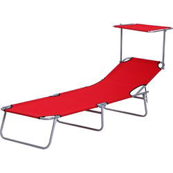 4goodz Ligbed Opvouwbaar met Zonnescherm - Inklapbaar 4 Standen - Rood