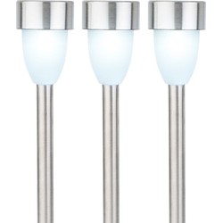 6x Buitenlampen/tuinlampen 36 cm zilver op steker - Prikspotjes