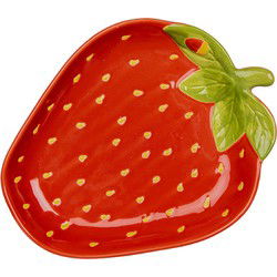 Clayre & Eef Schaal Aardbeien 23x18x3 cm Rood Keramiek