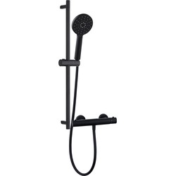 Luzzo® Flower Black Doucheset Thermostaatkraan met Glijstang - Zwart