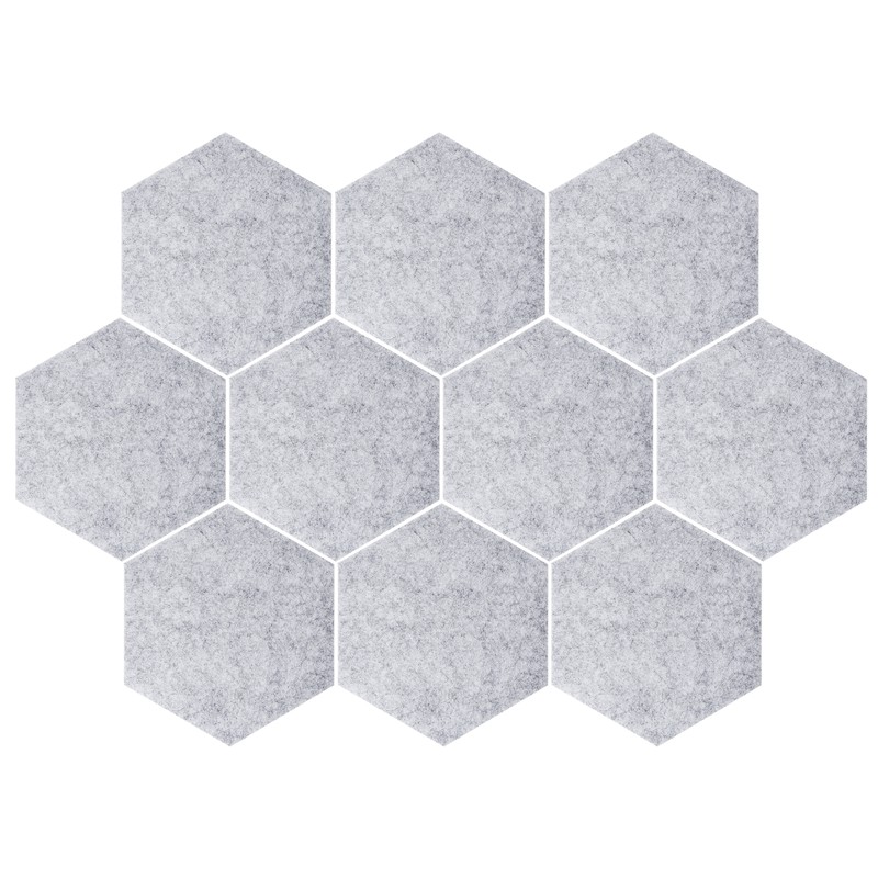 QUVIO Vilten memobord hexagon set van 10 - Grijs - 