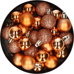 60x stuks kleine kunststof kerstballen koper 3 cm - Kerstbal