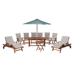 Beliani SET - Tuin dinerset met stoelen-Grijs-Acaciahout