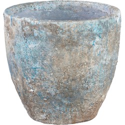 PTMD Rossy blauw keramiek bombey pot rond hoog maat in cm: 30x30x28