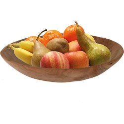 Fruitschaal teak hout rond 37 cm - Fruitschalen