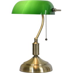 LumiLamp Bureaulamp Bankierslamp  27x17x41 cm  Groen Goudkleurig Metaal Glas Tafellamp