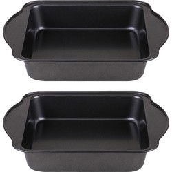 Chef Traiteur Ovenschaal - 2x - rechthoek - 2.5 Liter - 27,5 x 22 x 5 cm - met anti-kleef laag - Ovenschalen