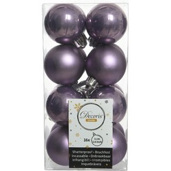 Decoris kleine kerstballen - 16x st - lila paars - 4 cm - kunststof - Kerstbal