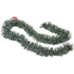 Kerstboom folie slingers/lametta guirlandes van 180 x 7 cm in de kleur groen met sneeuw - Kerstslingers