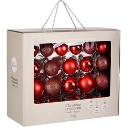 House of Seasons Kerstballen Set - 42 Stuks - Ø7 cm - Glas - Rood