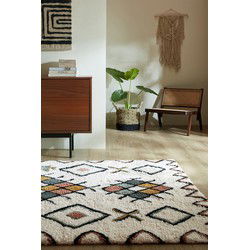 Hoogpolig vloerkleed - Berber Design Midar - 100% Wol - Shaggy - Multi - 200 x 290 cm