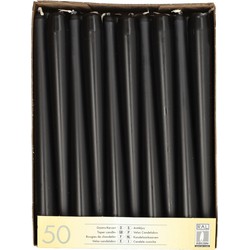 Conpax Candles Dinerkaarsen - 50x stuks - zwart - 25 cm - Dinerkaarsen