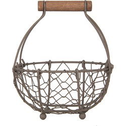 Clayre & Eef Opbergmand Ø 14x7/17 cm Bruin Metaal Keuken Mandjes