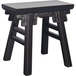Fine Asianliving Chinese Stool Black with Details W50xD23xH47cm