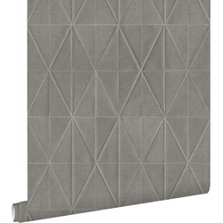 ESTAhome eco-texture vliesbehang origami motief donkergrijs - 0,53 x 10,05 m - 148710