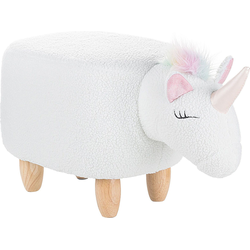 Beliani UNICORN - Dierenhocker-Wit-Polyester, Katoen