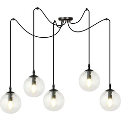 moderne hanglamp Guerra Zwart 5-lichts