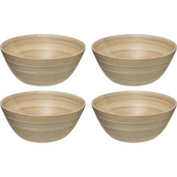 Secret de Gourmet - Set van 4x stuks - Slakommetjes/serveer schaaltjes - bamboe - D17 cm - Saladeschalen