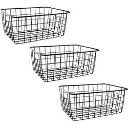 Svenska Living Opbergmand - 4x - zwart - industriele draadmand - 18x24x10cm - Opbergmanden