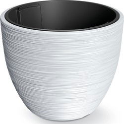 Prosperplast Plantenpot/bloempot Furu Stripes - buiten/binnen - kunststof - wit - D47 x H47 cm - Plantenpotten