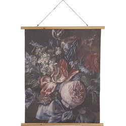 Clayre & Eef Wandkleed Zwart Roze Hout Bloemen
