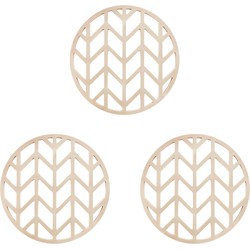 Krumble Pannenonderzetter met pijlen patroon - Beige - Set van 3