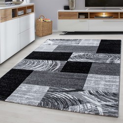 Tapijtenloods Parma Design Vloerkleed Zwart / Grijs Laagpolig- 160x230 CM