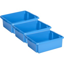 Sunware Opslagbox - 3 stuks - kunststof 17 liter blauw 45 x 36 x 14 cm - Opbergbox