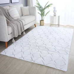 Nonia Hoogpolig Fluffy Zilver vloerkleed - 3D Design Geruit - 140 X 200 CM