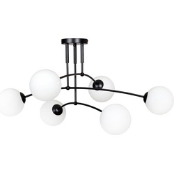 moderne plafondlamp Riva Zwart 6-lichts