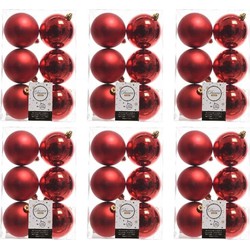 36x Kunststof kerstballen glanzend/mat kerst rood 8 cm kerstboom versiering/decoratie kerst rood - Kerstbal