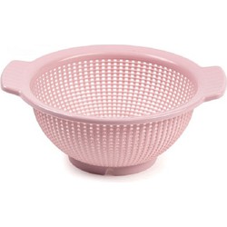 Forte Plastics Keuken vergiet/zeef - kunststof - Dia 23 cm x Hoogte 10 cm - roze - Vergieten