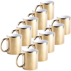 10x Gouden koffie mokken/bekers met metallic glans 350 ml - Bekers