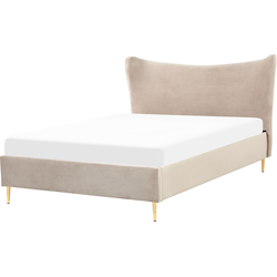 CHALEIX  - Tweepersoonsbed - Taupe - 140 x 200 cm - Fluweel