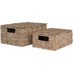 Venoso Baskets - Rectangular baskets with lid in seagrass, set of 2