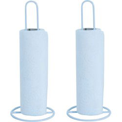 MSV Keukenrolhouder - 2x - 1 rol - metaal - wit - 31 x 12 cm - Keukenrolhouders