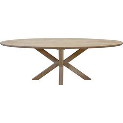 Eettafel Ovaal - Naturel Mangohout - X-poot - 300x100x77cm