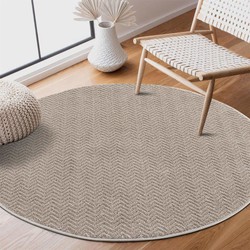 Rond Laagpolig vloerkleed - Junius Modern Effen Motief Beige - 200 X 200 CM