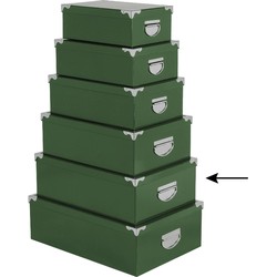 5Five Opbergdoos/box - groen - L44 x B31 x H15 cm - Stevig karton - Greenbox - Opbergbox