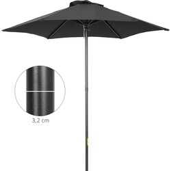 4goodz Outsunny Parasol Ø196 cm - Zeshoekige parasol voor Strand Balkon Tuin - Zwart