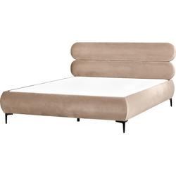 LESSAY - Tweepersoonsbed - Taupe - 180 x 200 cm - Fluweel