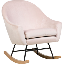 Beliani OXIE - Schommelfauteuil-Roze-Fluweel